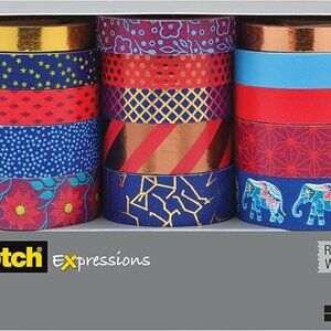 Scotch Expressions Washi Tape Multi Pack, 15 Rolls/pk, Vintage and Metallic